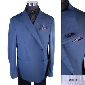 Sene Solid Blue Sport Blazer Unstructured Blazer Jacket Coat Size 52S NWOT